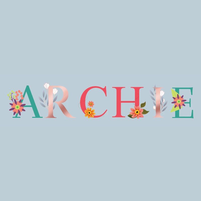 ARCHIE Nom Art avec fleurs brodées