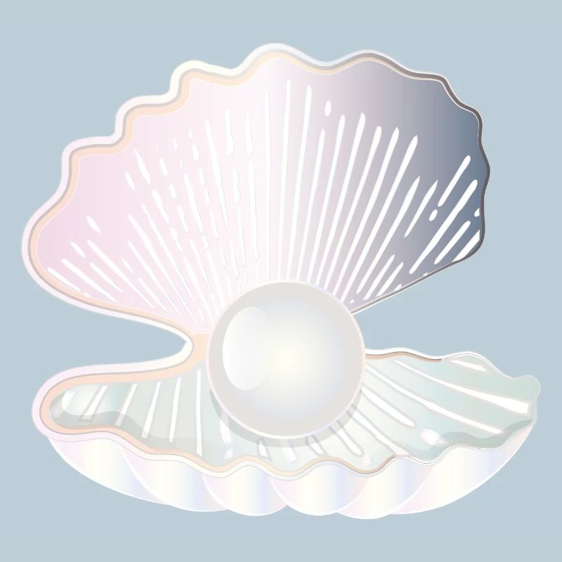 coquille ouverte irisée avec grosse perle