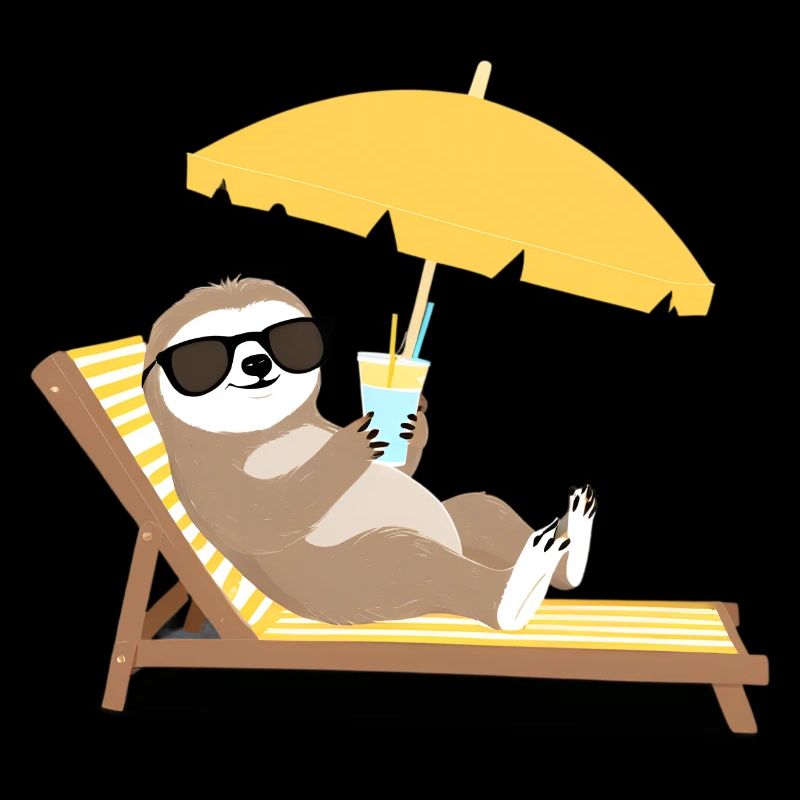 Sloth with sunglasses and cocktail
