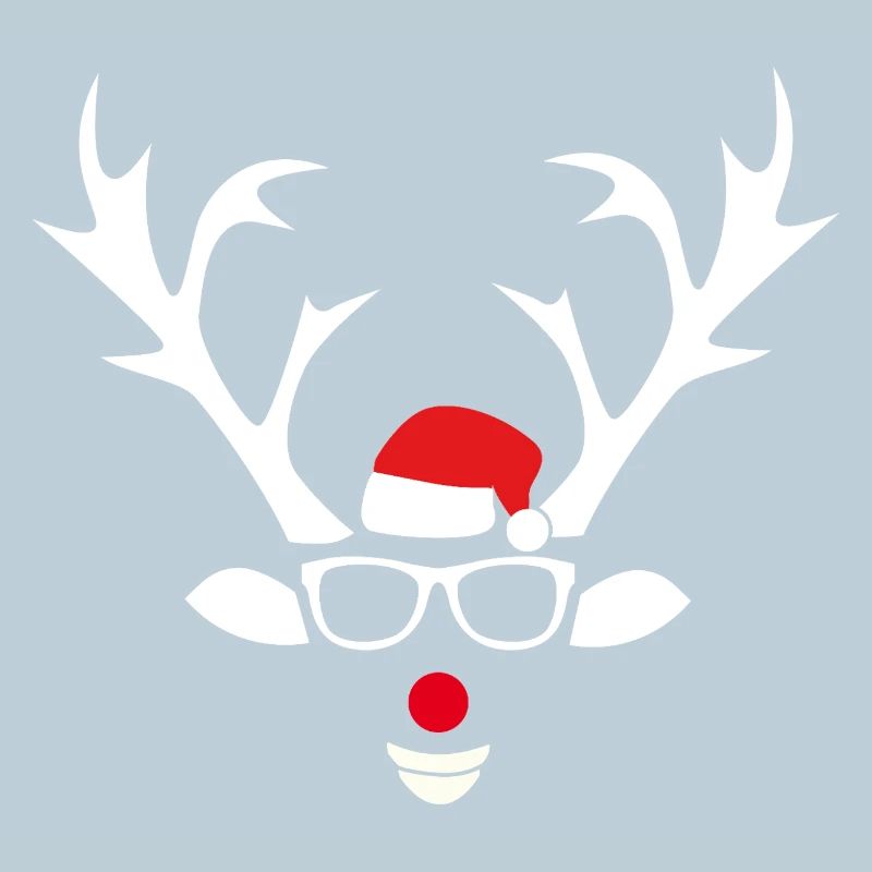 Rentier mit Brille und Santa-Hut