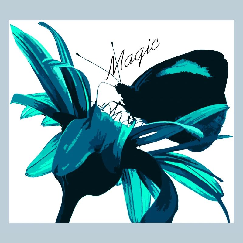 Teal Magic Flower Print