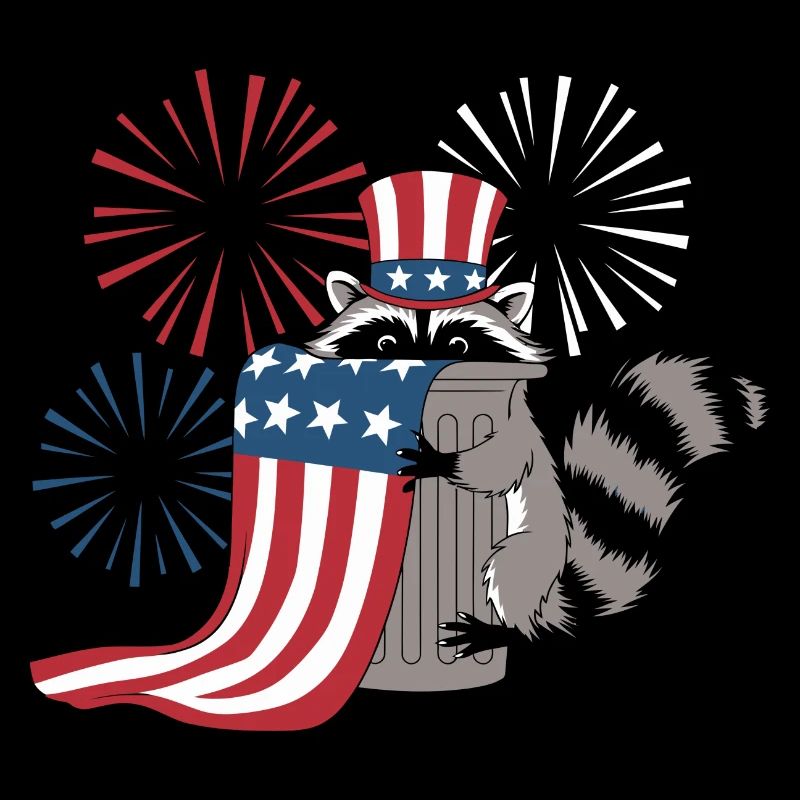 Patriotic Raccoon Fireworks