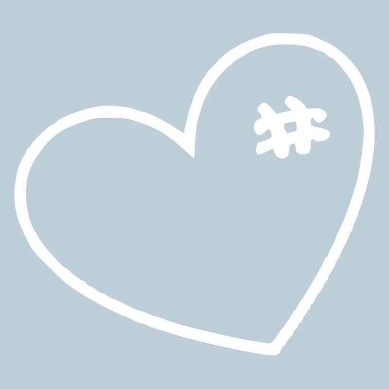 White heart with stitches