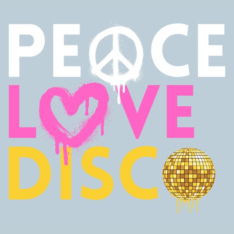 Peace Love Disco Style Néon Rétro