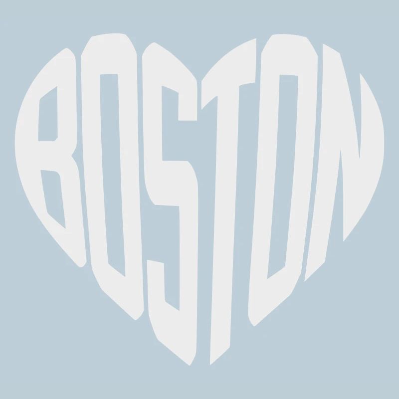 Boston Heart Typo Print
