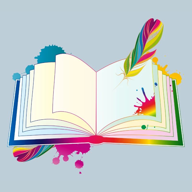 journal hétéroclite avec plume et blobs