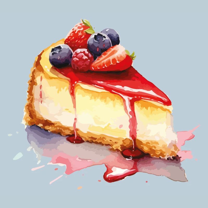 Gâteau au fromage Aquarelle Fruit Graphique