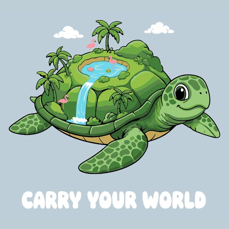 Insel-Schildkröte mit Wasserfall