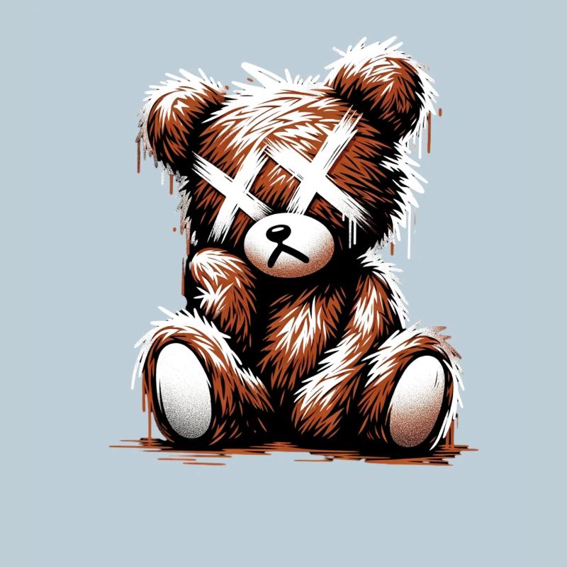 Broken Sad Teddy Graffiti Art