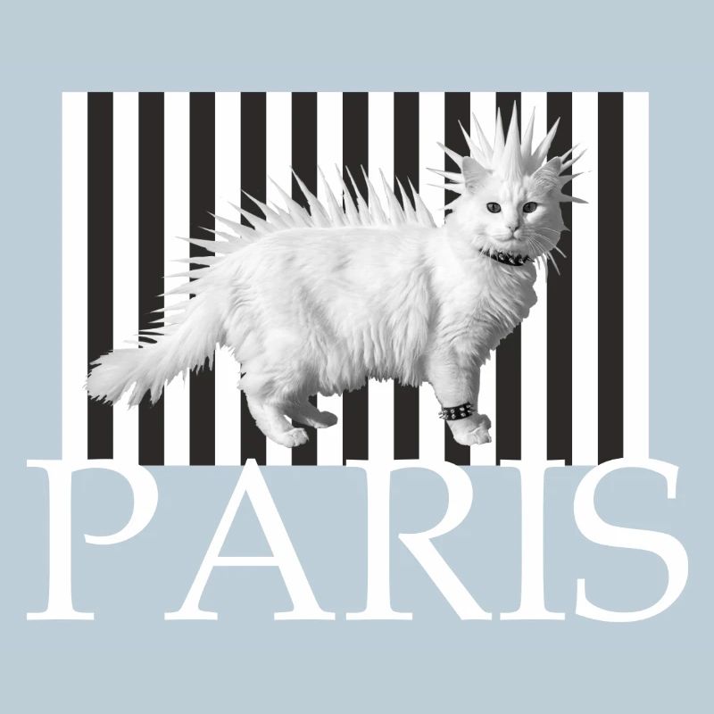 Paris Mohawk Punk Cat in Stripe Print