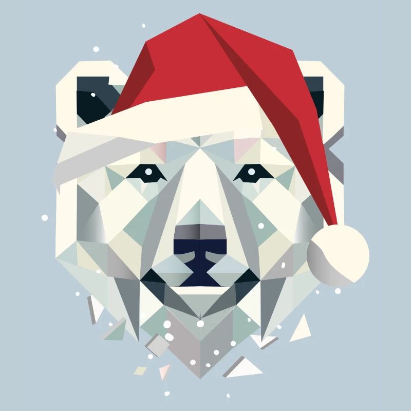 Christmas Polar Bear in Modern Geometric Style