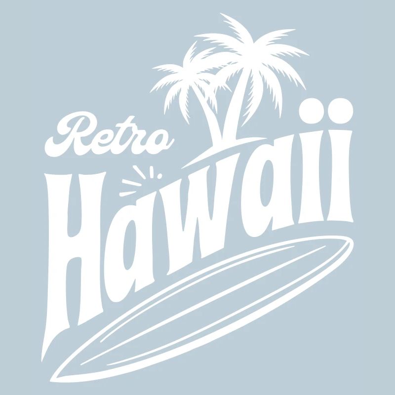 Ambiance rétro d’Hawaï avec palmiers et planche de surf