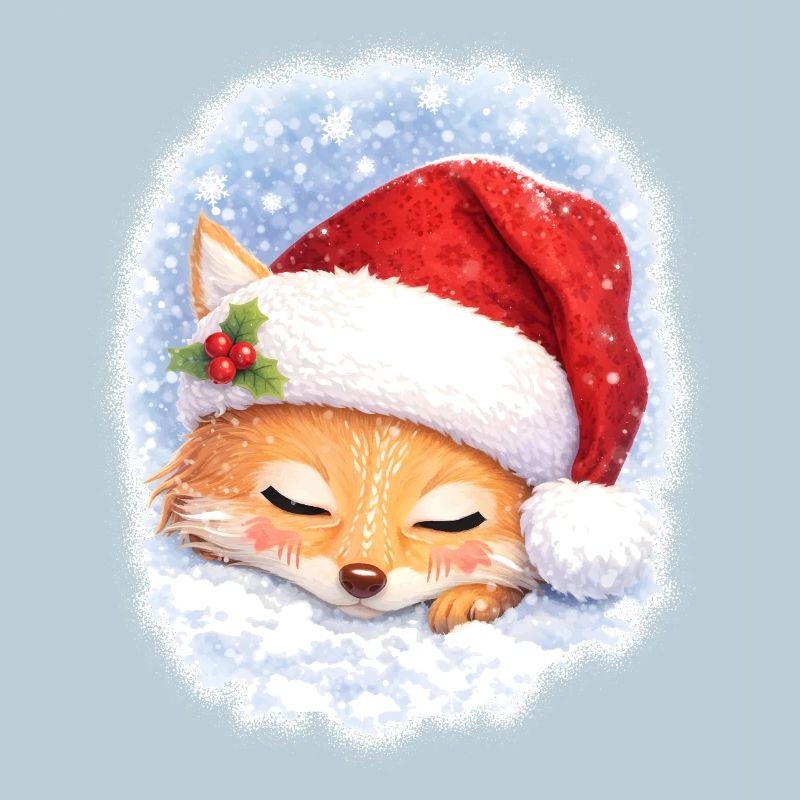 Renard endormi avec un chapeau de Noël