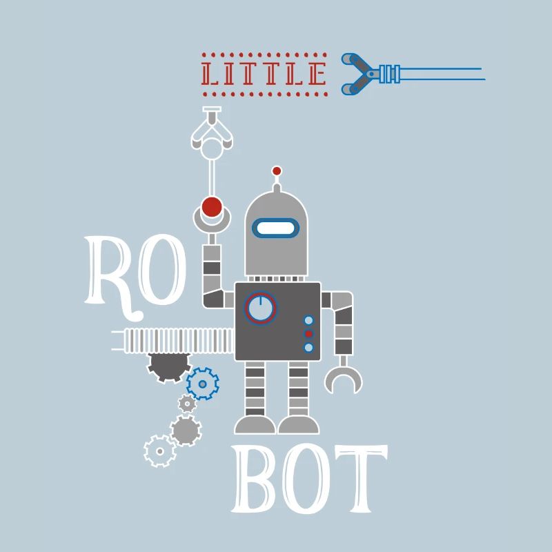 Little robot machine retro illu fun Humor autom