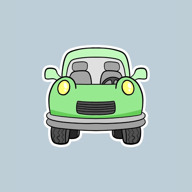 Vue frontale joyeuse de chariot vert