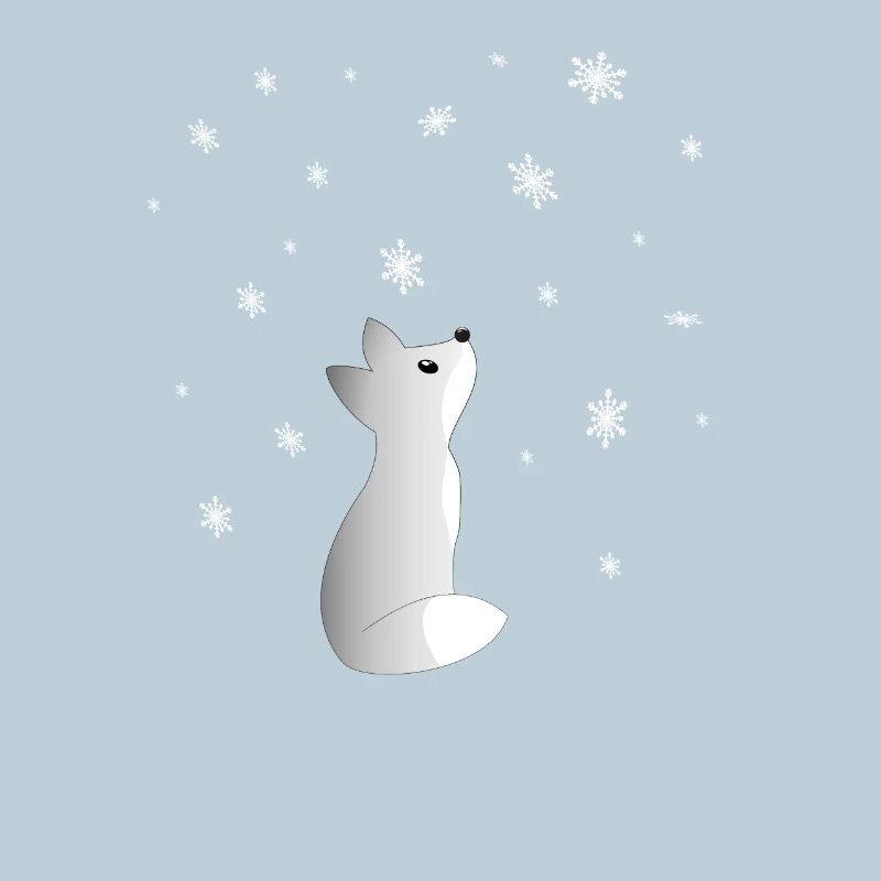 A Cute Snow Fox Watching Snowflakes Beautiful