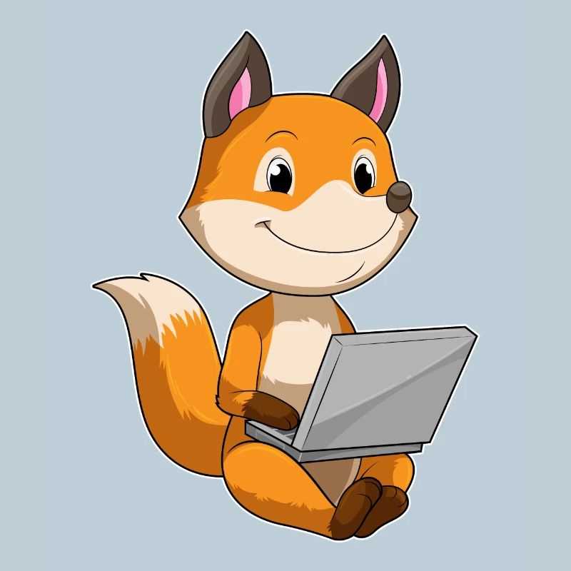 Fuchs avec ordinateur portable