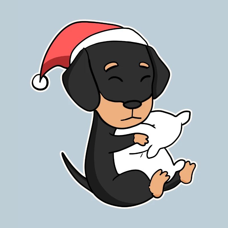 Teckel chien Noël sommeil fatigué