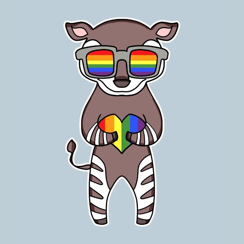 Arc-en-ciel - Okapi avec lunettes