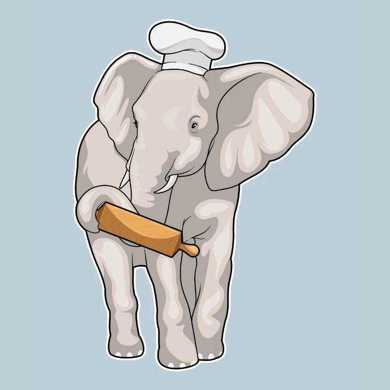 Elefant Bäcker Nudelholz Backen