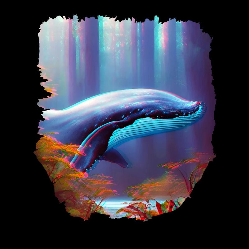 Surréalisme Art Baleine dans la forêt
