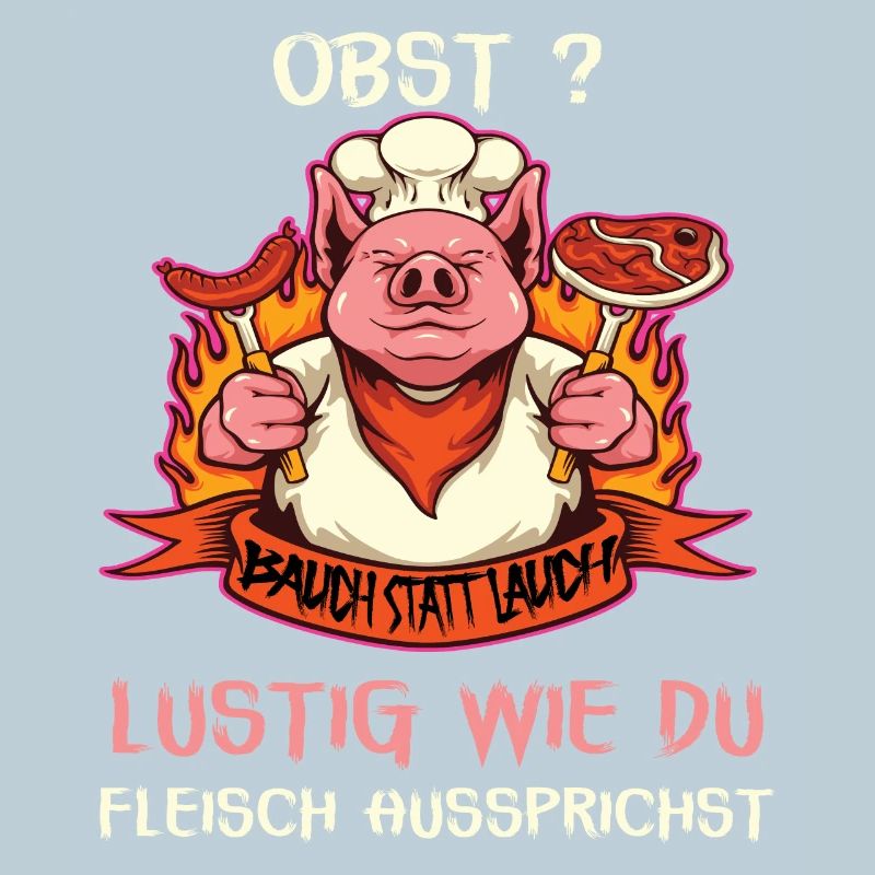 Witziges Schwein mit Fleischspruch