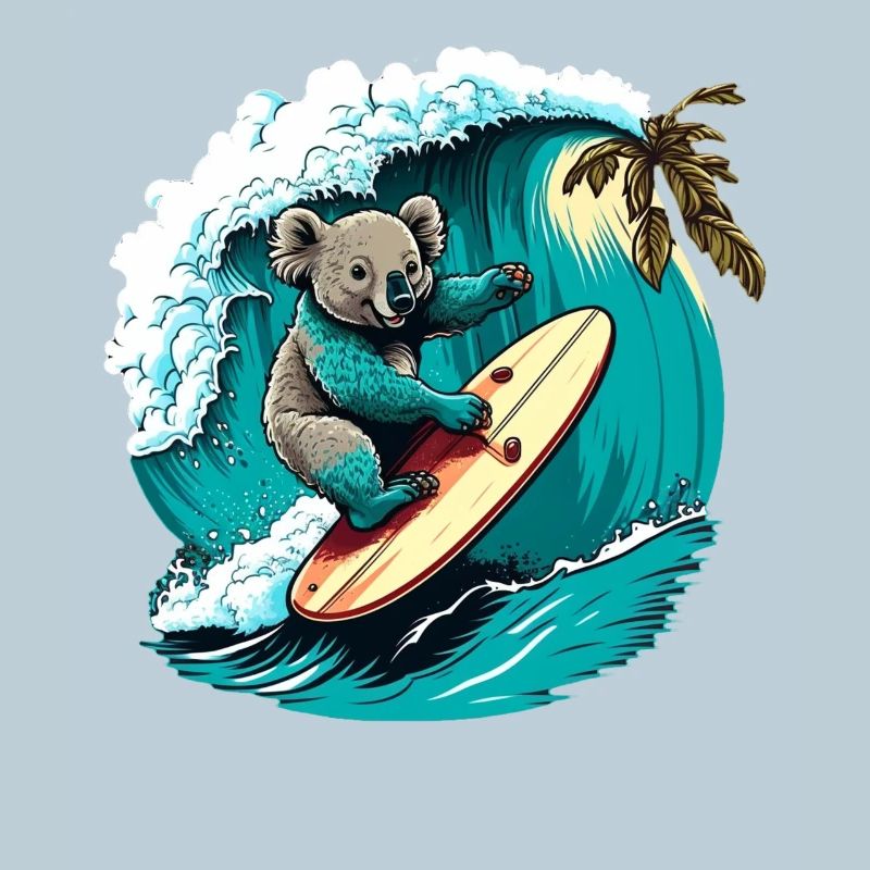 Koala hat Spass beim Surfen