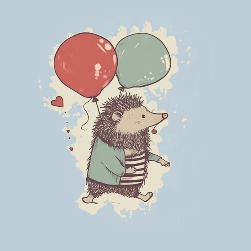 Igel mit Luftballons