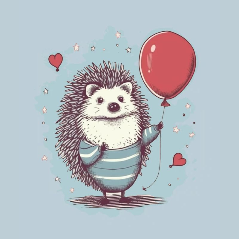 süsser Igel mit Luftballon