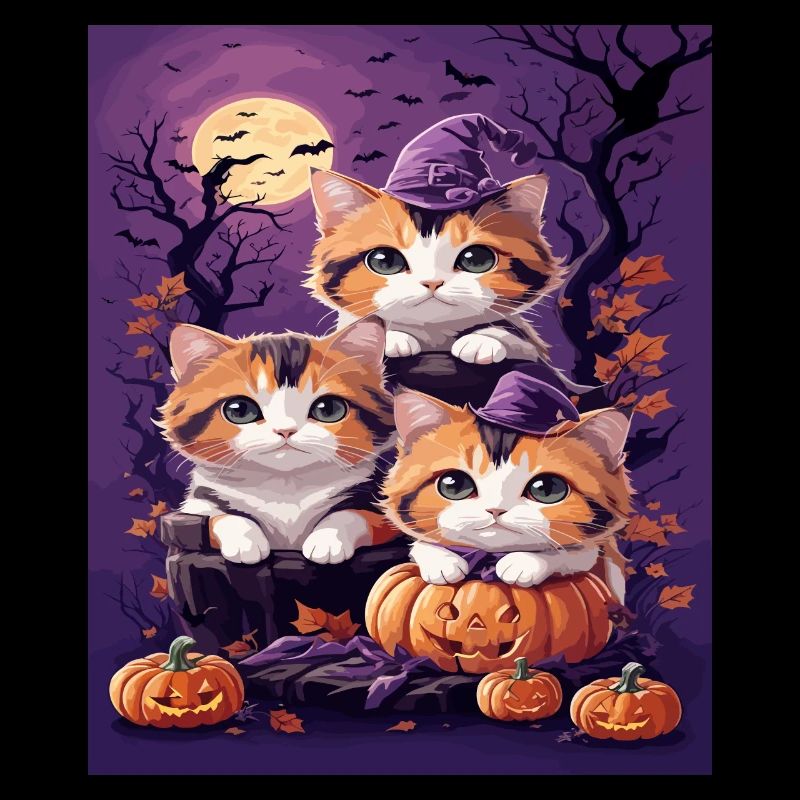 Trio de Chatons au style d'Halloween