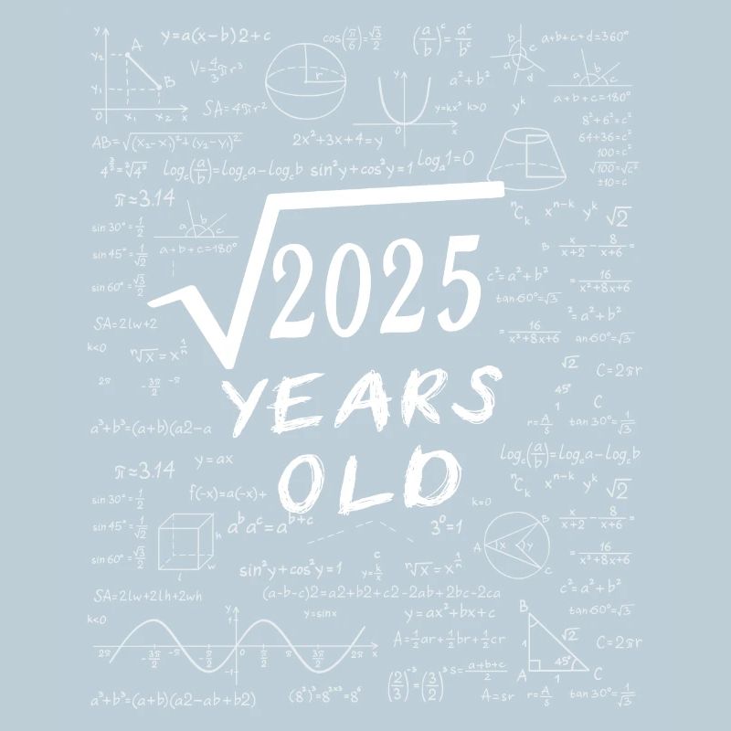 45th Anniversary 45 years Square root of 2025 math