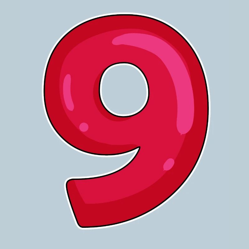 NEUN - 9 - Ziffer rot