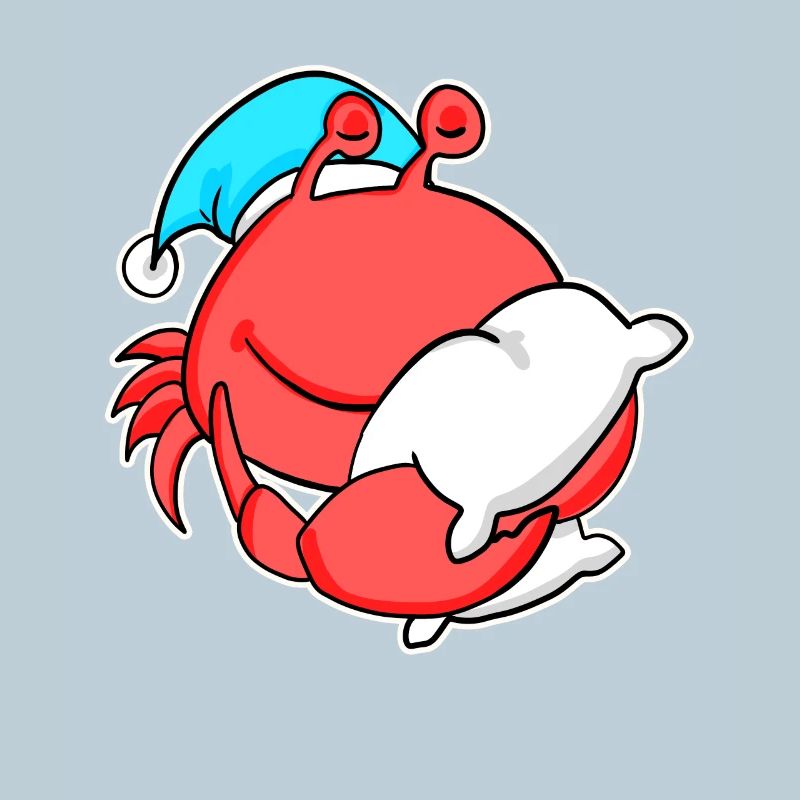 Crab with pillow and sleepy cap