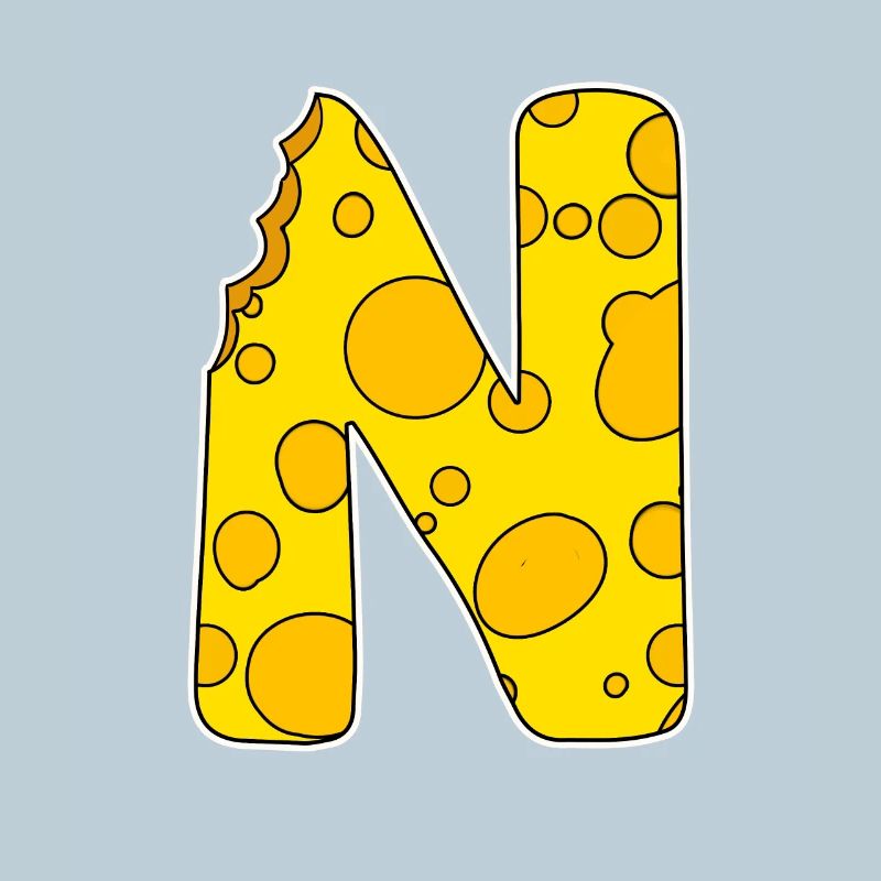 Lettre N - Lettre initiale N - Motif fromage