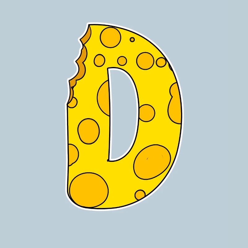 Lettre D - Lettre initiale D - Motif Fromage