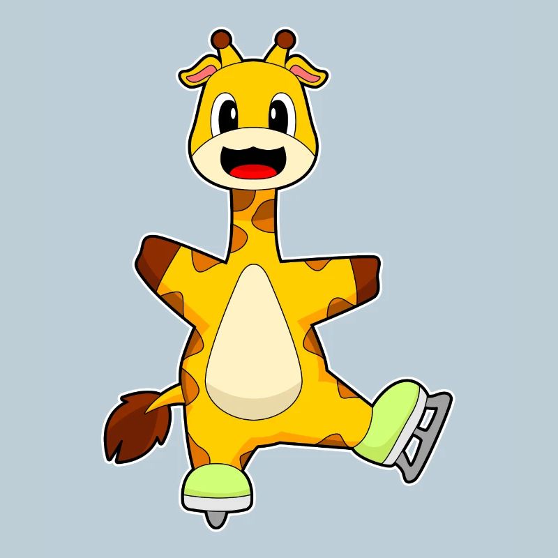 Giraffe Eislaufen Schlittschuhe