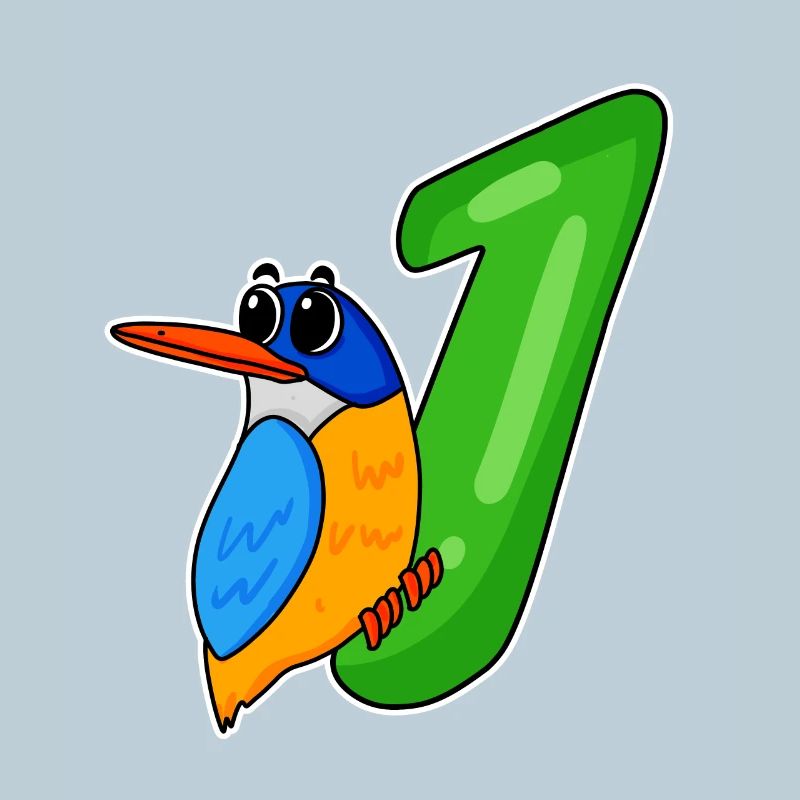 1. Geburtstag Motiv Eisvogel - eins Jahre alt