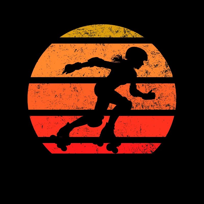 Retro Roller Skater Silhouette Sunset