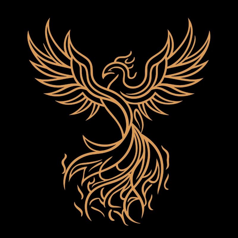 Phoenix Mythical Fire Bird Rising Tribal Art
