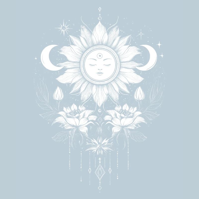 Sonne Mond Blumen Mond Bohemian Boho Geschenk