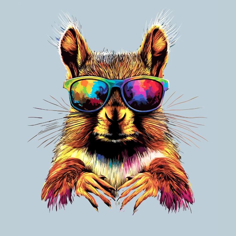 Eichhörnchen Kopfhörer Bunt Popart DJ Eichhörnchen