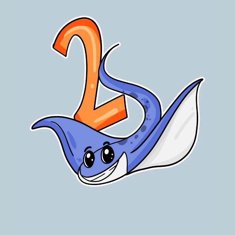 2 Motif d’anniversaire Stingray - Deux ans