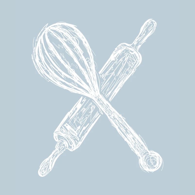 Sketch rolling pin and hand mixer