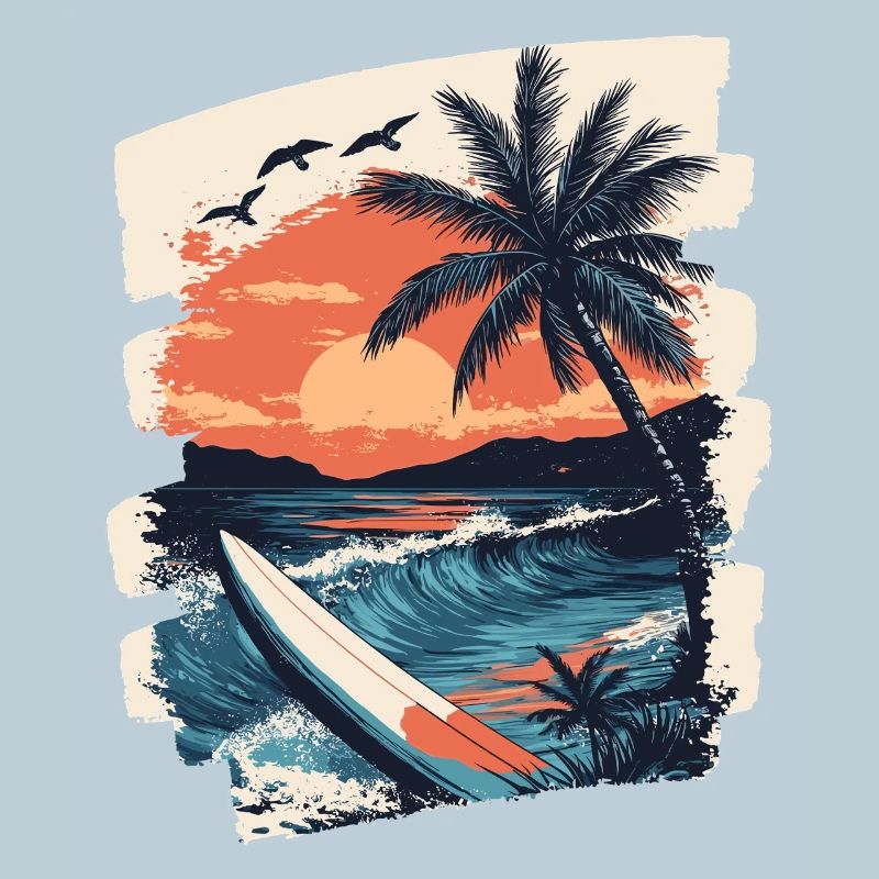 Beach Palm Trees Sunset Summer