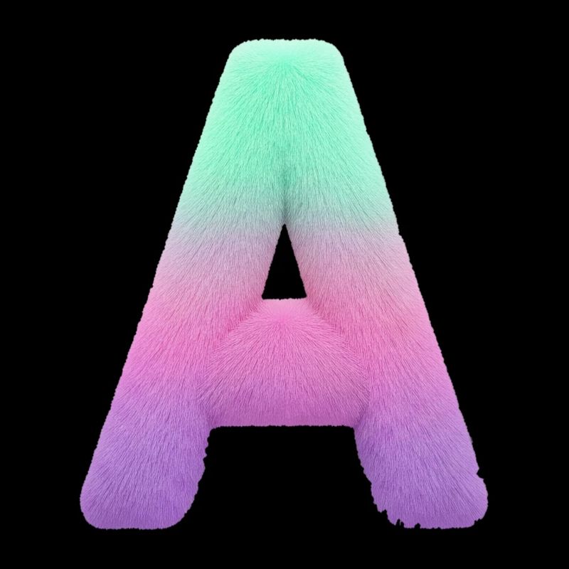 A letter with fur effect and pastel gradient