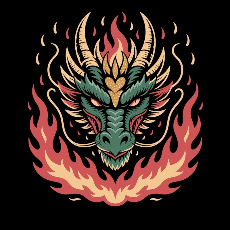 Dragon de feu avec cœur
