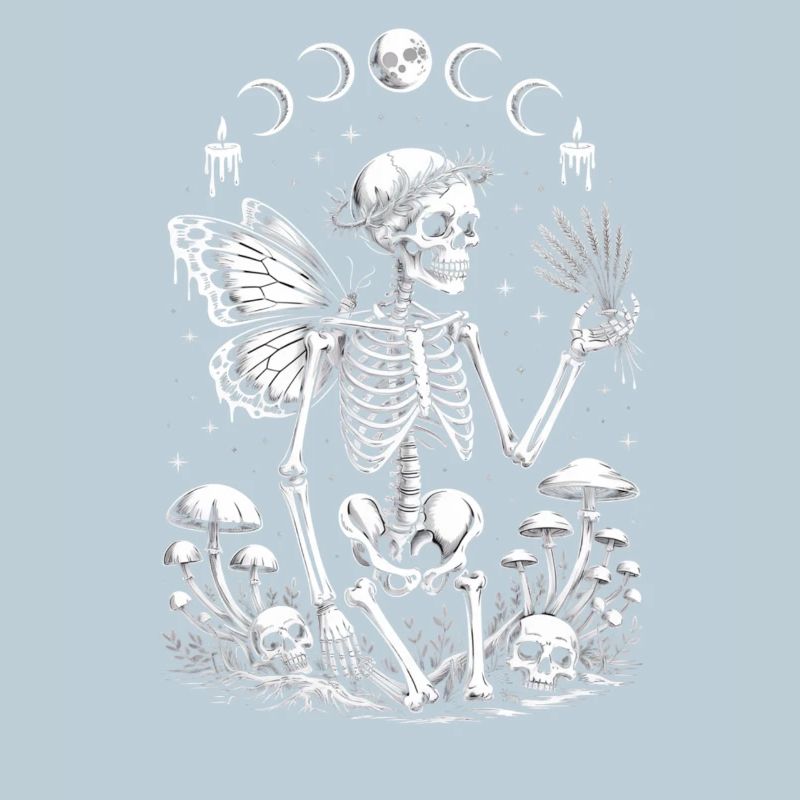 Gothic Skeleton Fairy With Moon Phases