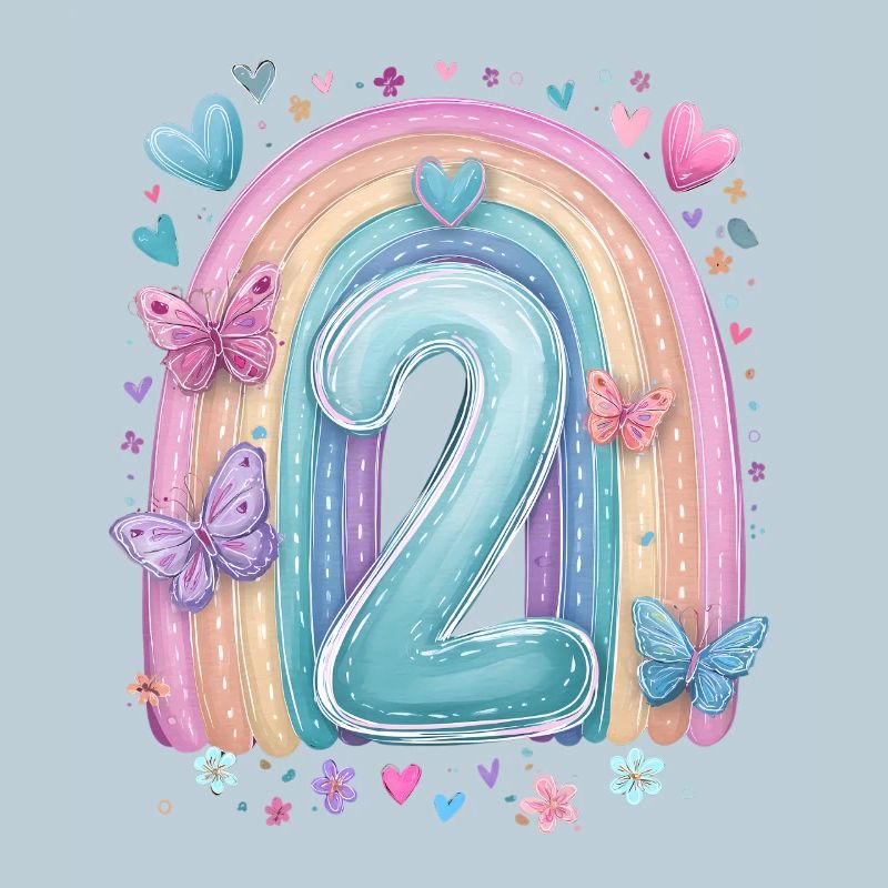 Pastel Rainbow 2 Years Second Birthday
