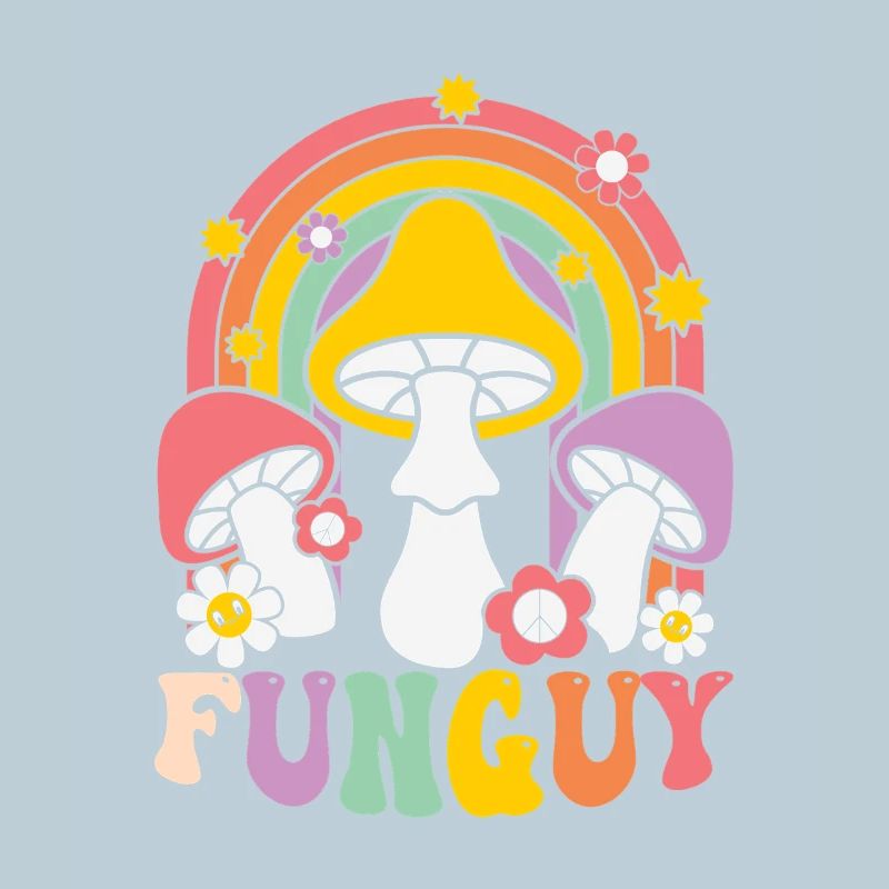 Design de champignon funky avec arc-en-ciel