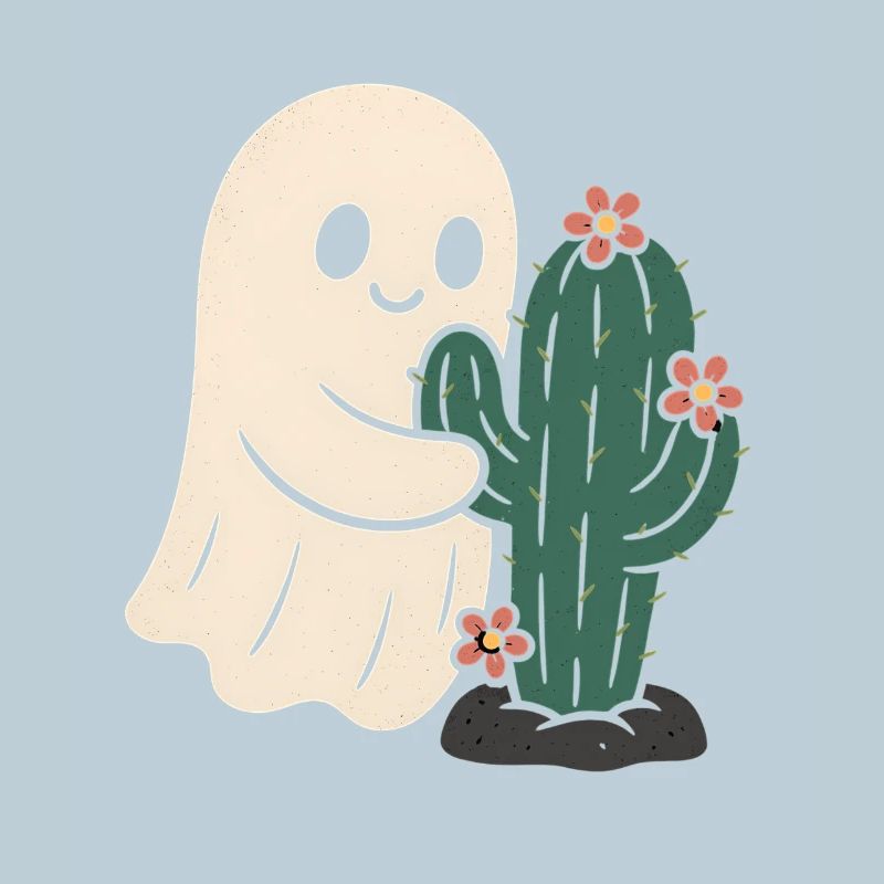 Playful ghost with cactus design